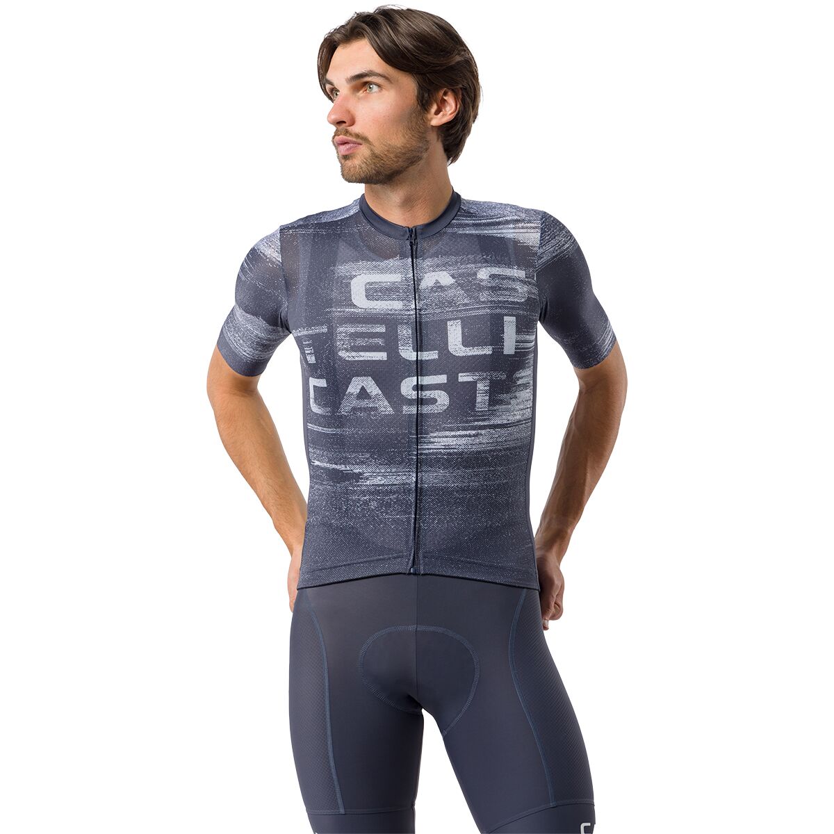 Castelli Stratus Logo Jersey - Men's Twilight Blue/Winter Sky, XXL