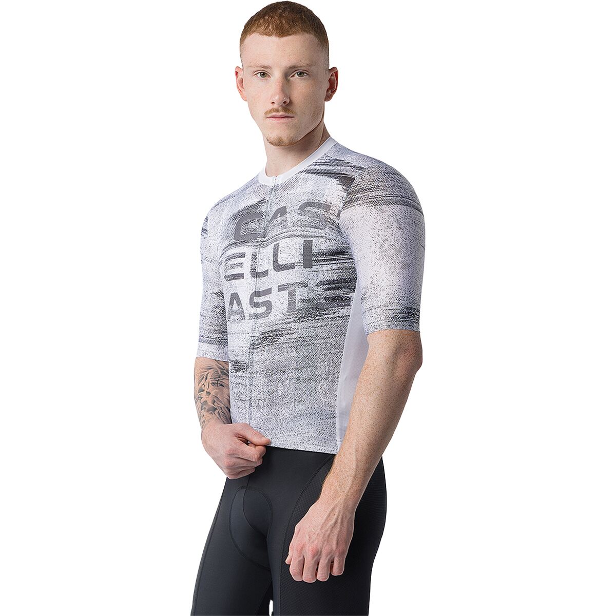 Castelli Castelli Stratus Logo Jersey - Men's White/Smoky Gray, XXL