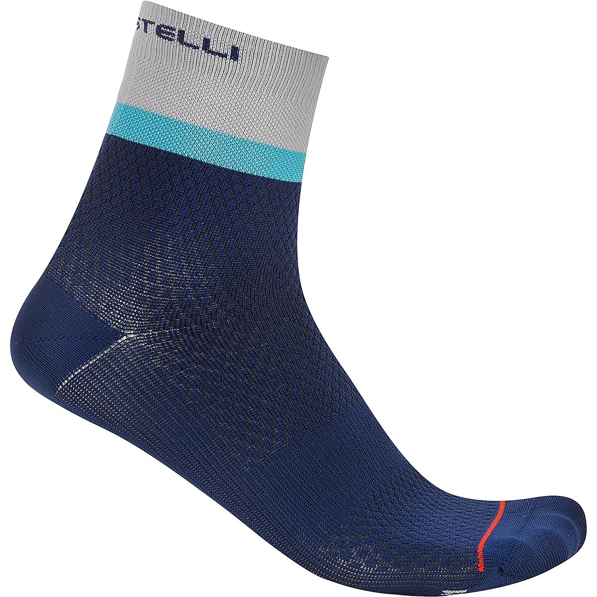 Castelli Tonal Logo 12 Sock - Women's Belgian Blue/Silver Gray-Neon Cobalt, S/M