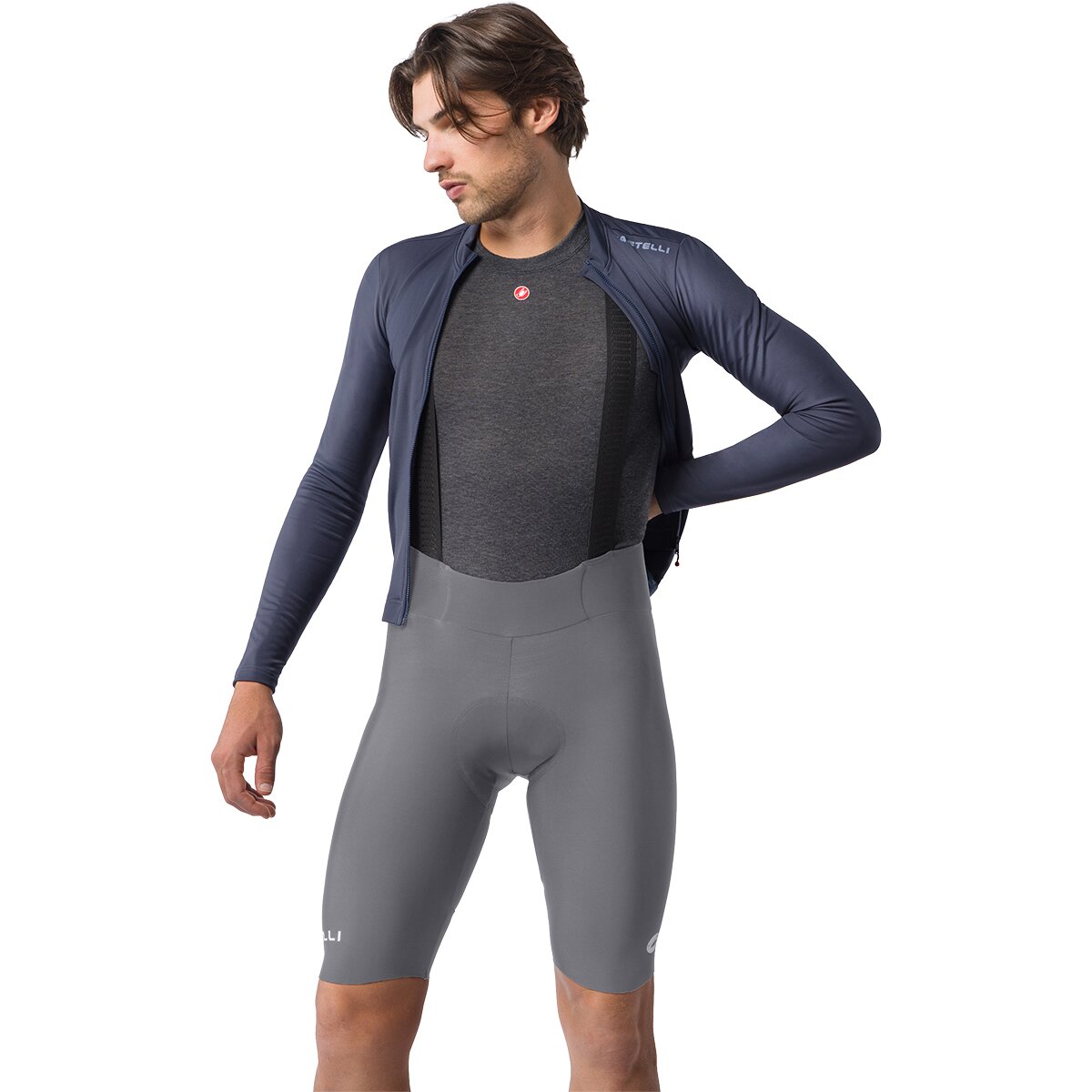 Castelli Espresso Thermal Bibshort - Men's Smoky Gray, XXL