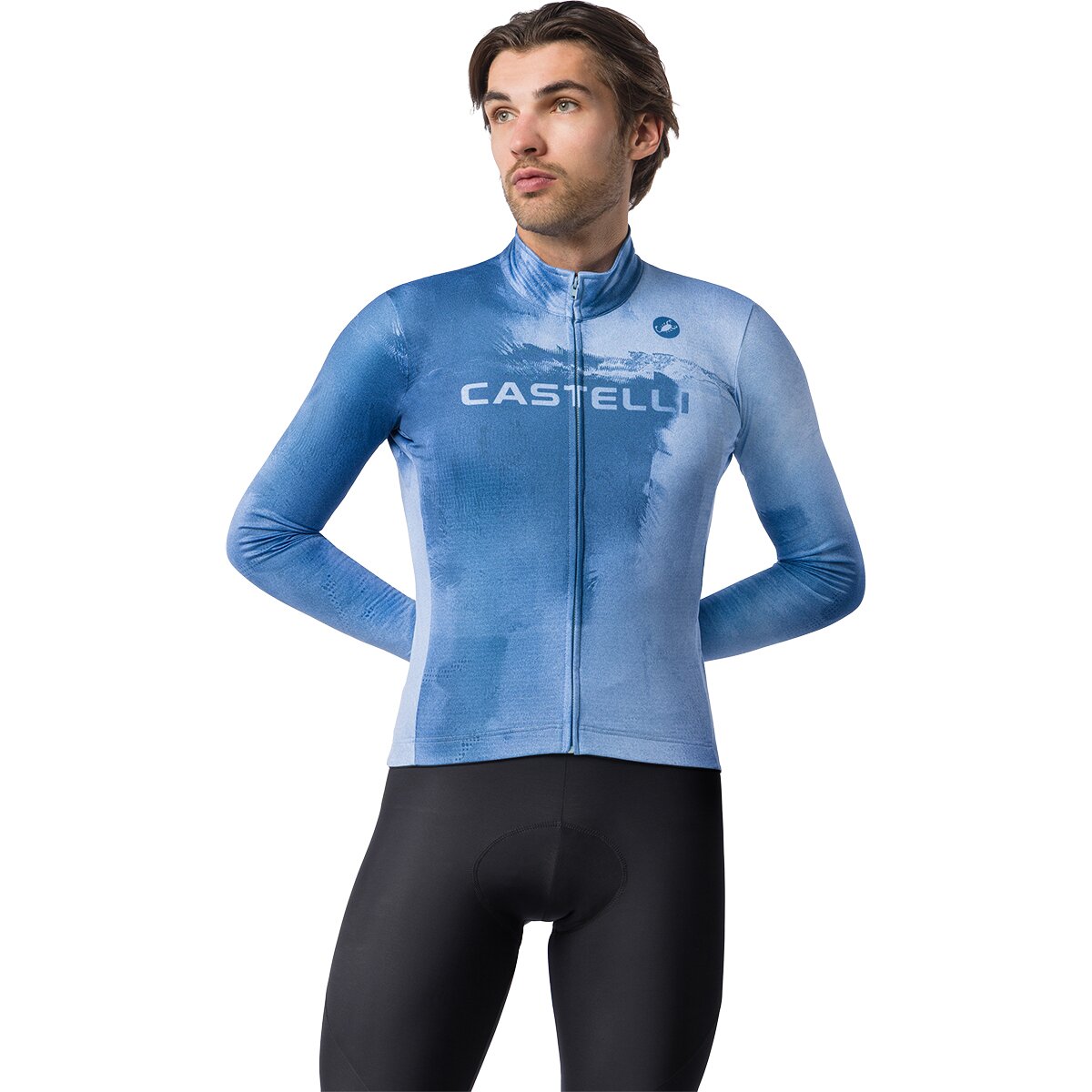 Castelli Nebula Thermal Long-Sleeve Jersey - Men's Metallic Blue/Steel Fade, XXL