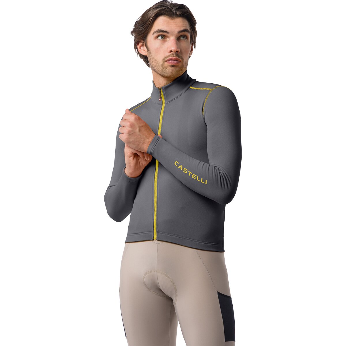 Castelli Unlimited Trail 2 Long-Sleeve Jersey - Men's Smoky Gray/Mango Mojito, XL