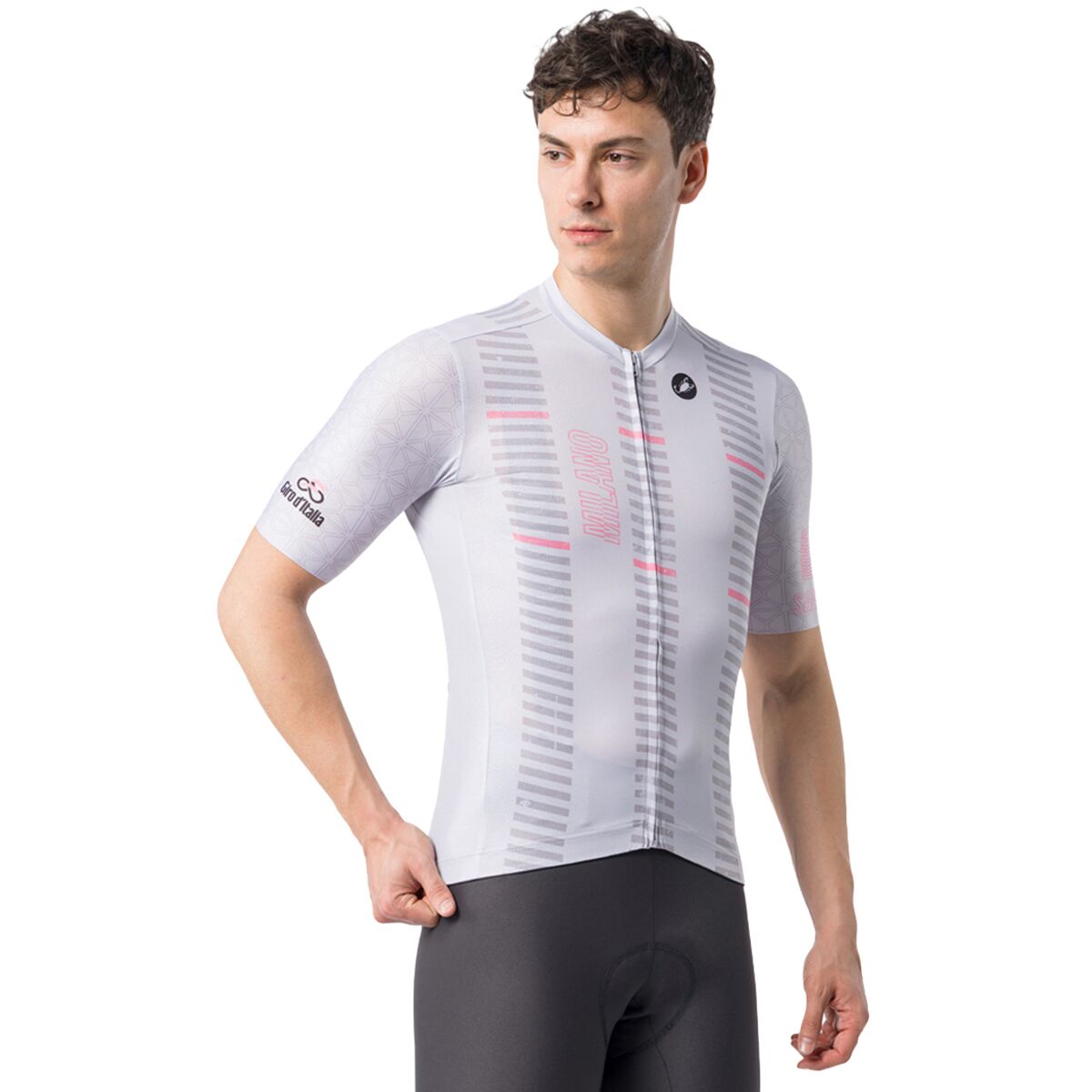 Castelli Castelli #GIRO109 Rome Short-Sleeve Jersey - Men's Silver Gray/Rosa Giro, XL