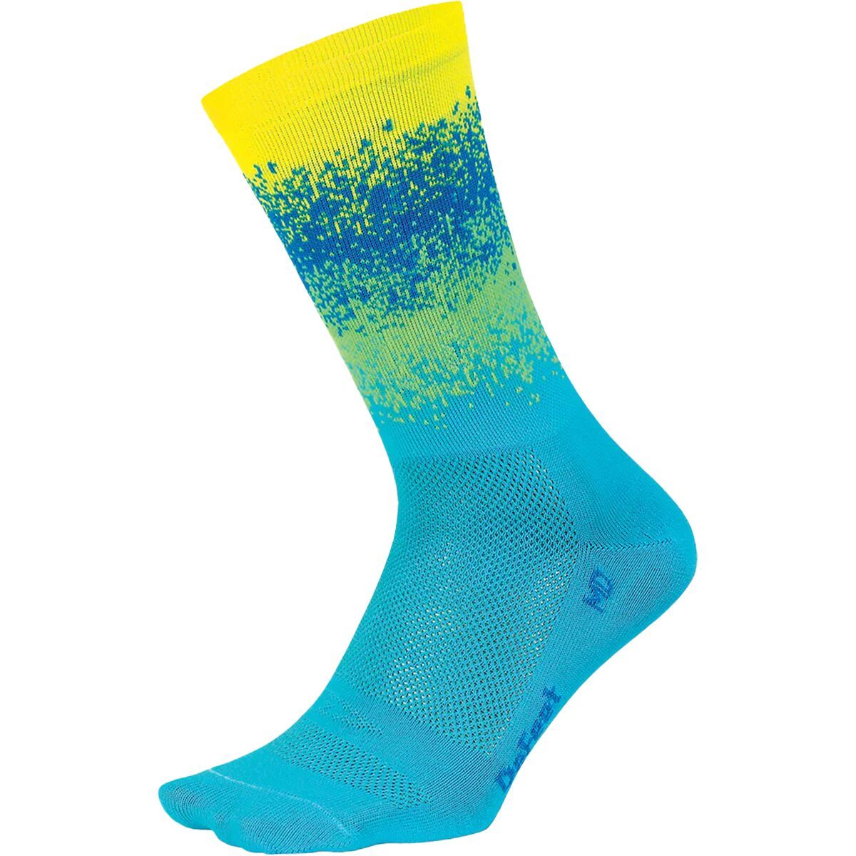 DeFeet Aireater 6in Sock Ombre/Neptune/Hi-Vis Yellow/Blue, M - Men's