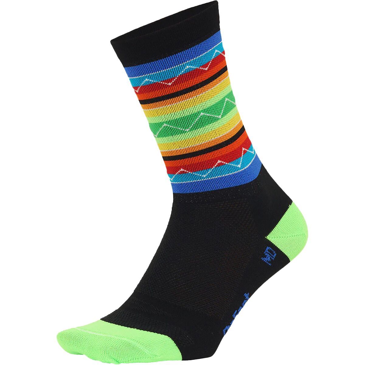 Defeet DeFeet Aireator 6in Santa Fe Sock Black/Neon Green, L - Men's