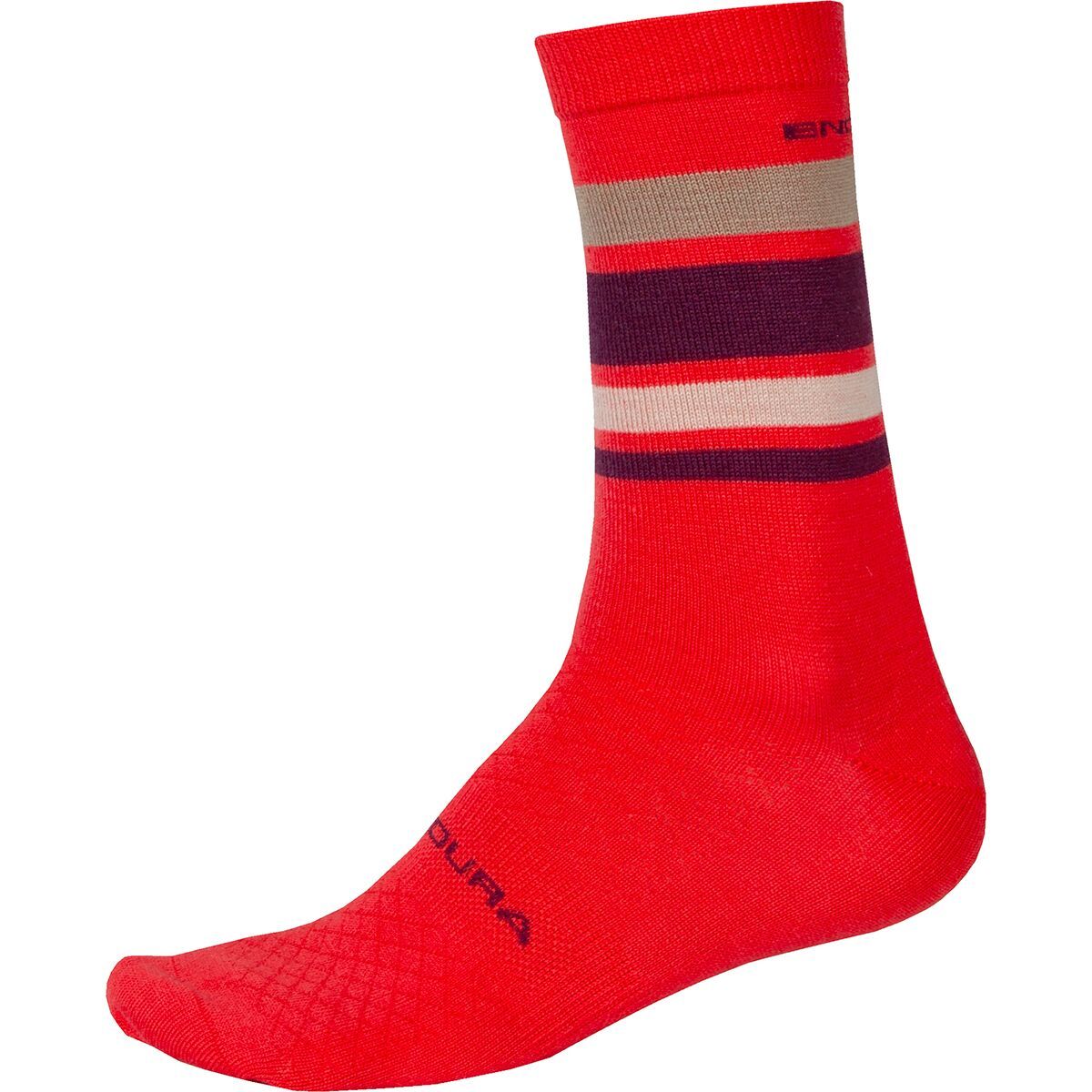 Endura Endura BaaBaa Merino Stripe Sock Pomegranate, S/M - Men's