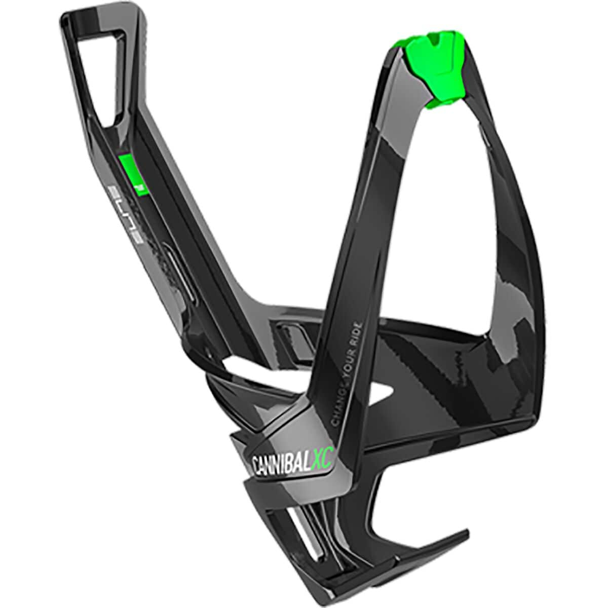 Elite Cannibal XC Bottle Cage Gloss Black/Green, One Size