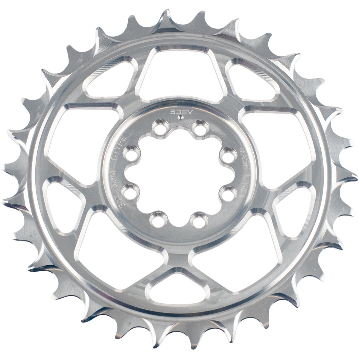 5Dev 5DEV T-Type 8-Bolt Chainring Raw, 34t, 3mm