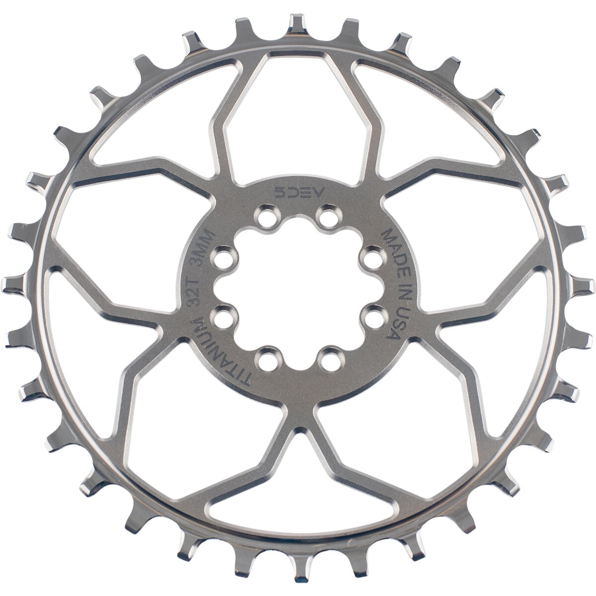 5Dev 5DEV Titanium 8-Bolt Chainring Raw, 30t, 3mm