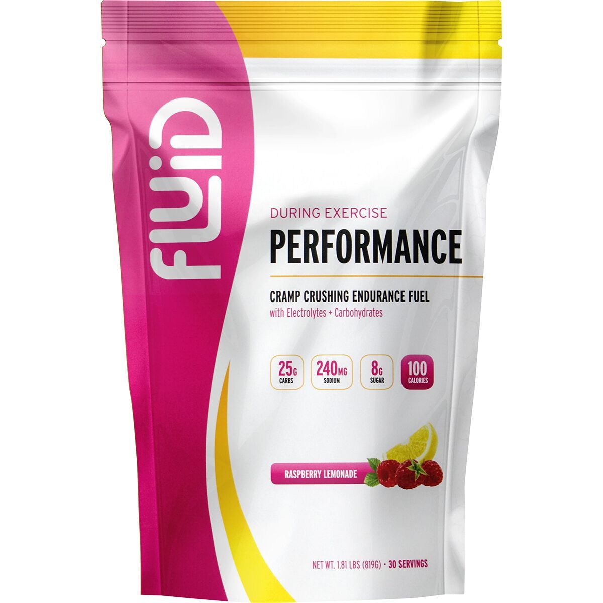 Fluid Fluid Performance Endurance Fuel - 30 Serving Bag Raspberry Lemonade, 30 Servings
