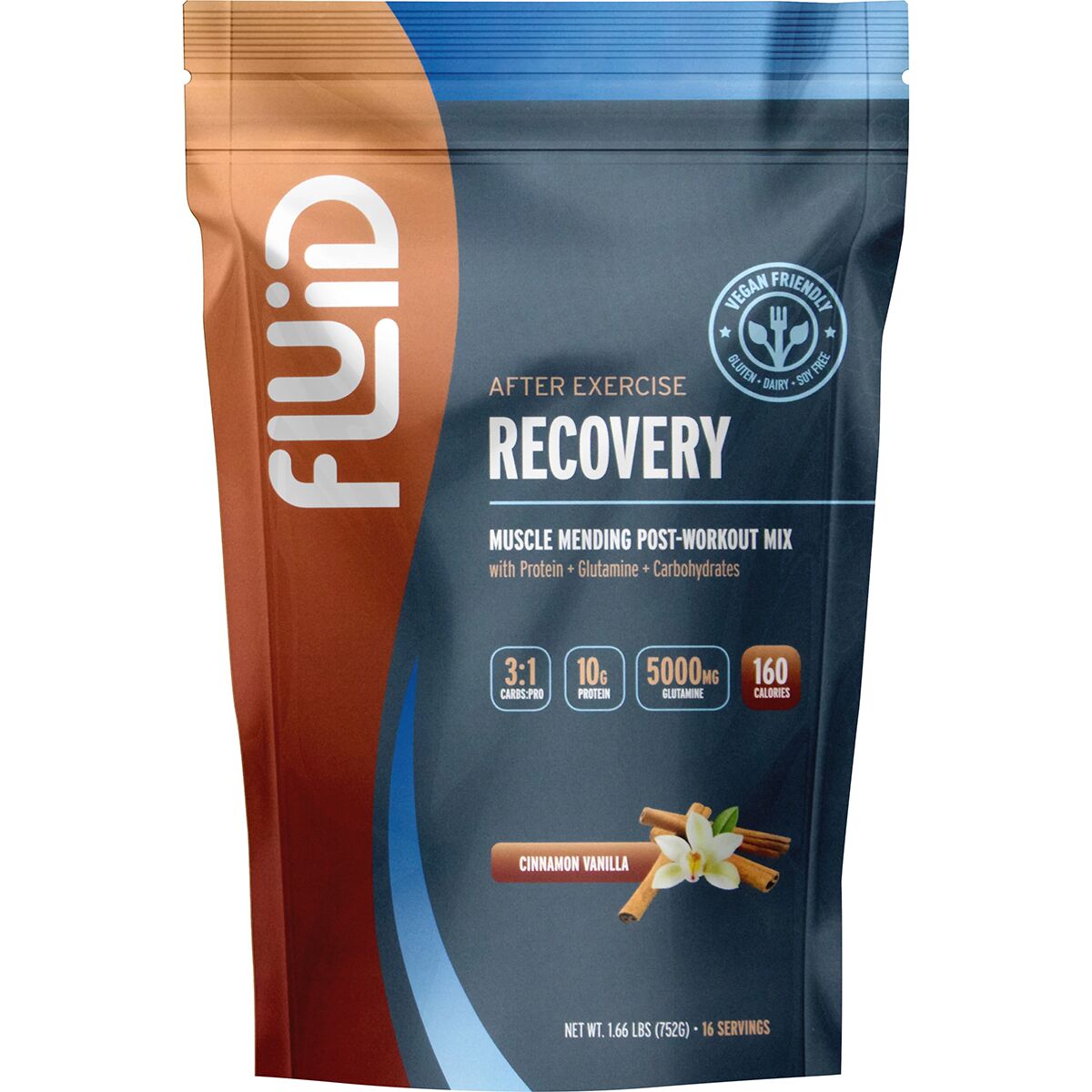 Fluid Recovery Post-Workout Mix Vegan Cinnamon Vanilla (Dairy Free), 16 Servings