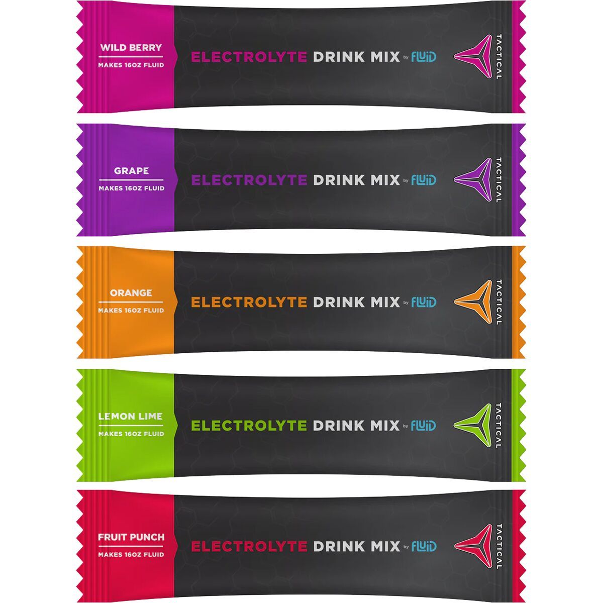 Fluid Tactical Electrolyte Drink Mix Variety Pack, 25 count