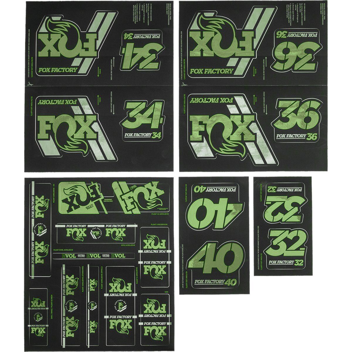 FOX Racing Shox Heritage Fork and Shock Decal Kit Green, One Size