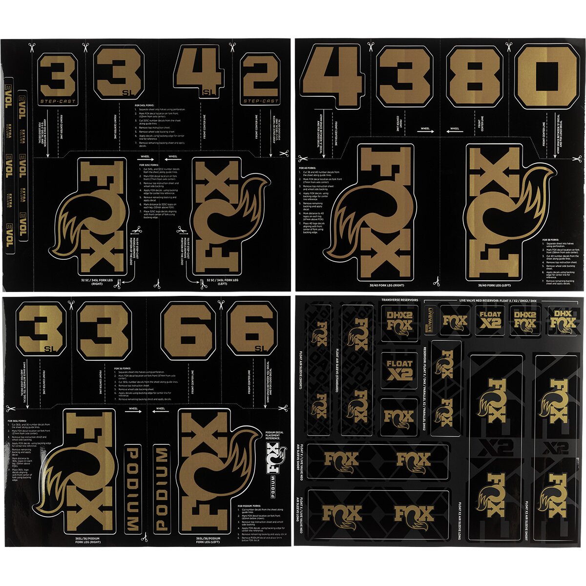 Fox Racing Shox FOX Racing Shox Fork and Shock Decal Kit Fox Gold, One Size