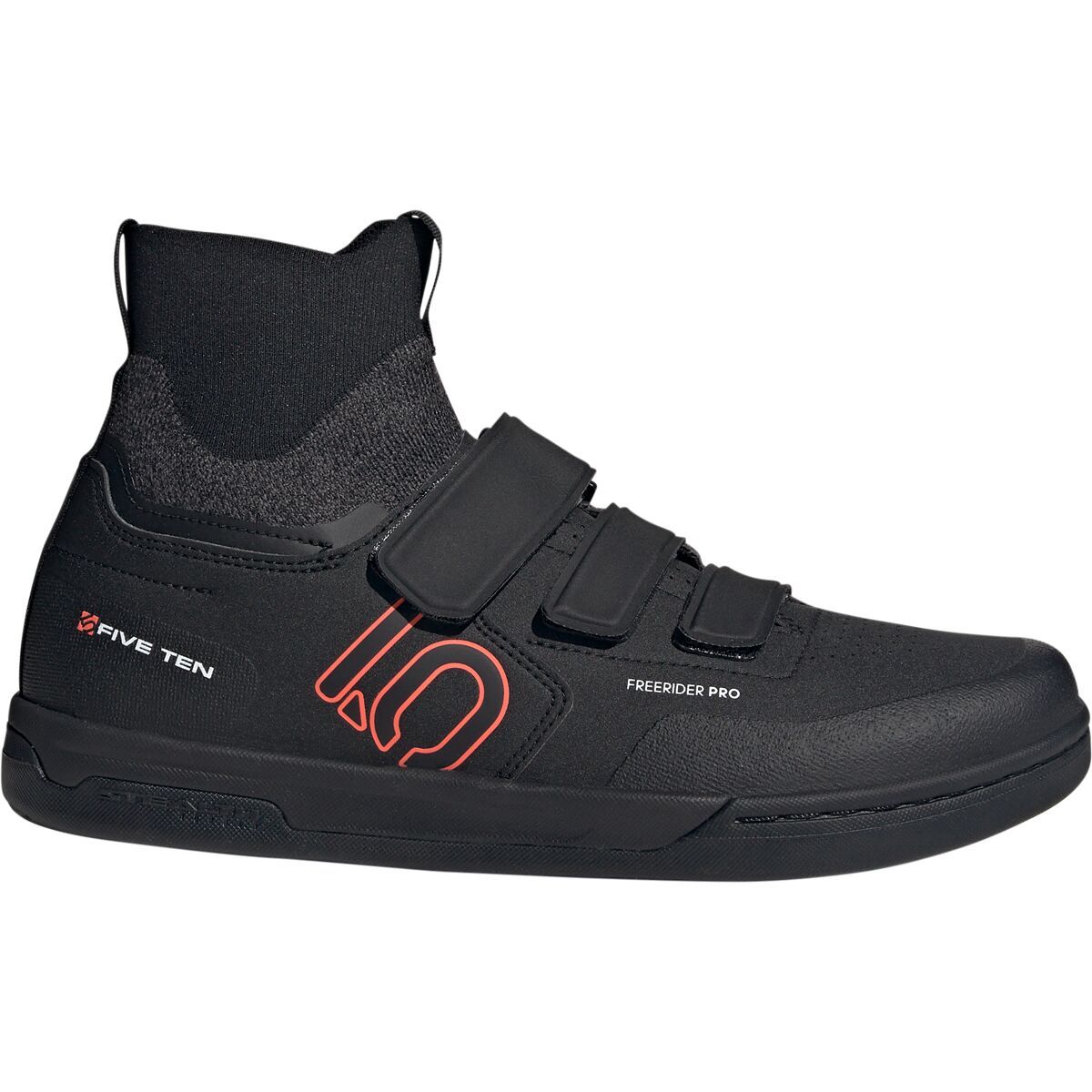 Five Ten Freerider Pro Mid VCS Cycling Shoe Core Black/Solar Red/Grey Three, Mens 7.0/Womens 8.0 - Men's