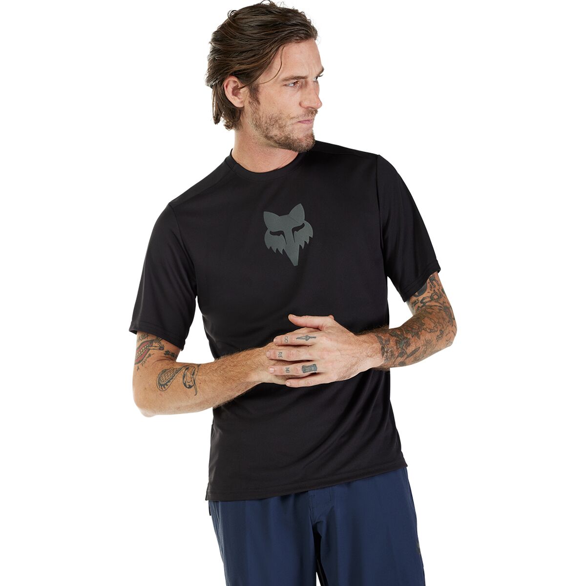Fox Racing Ranger Short-Sleeve Jersey - Men's Black Fox Head, XL