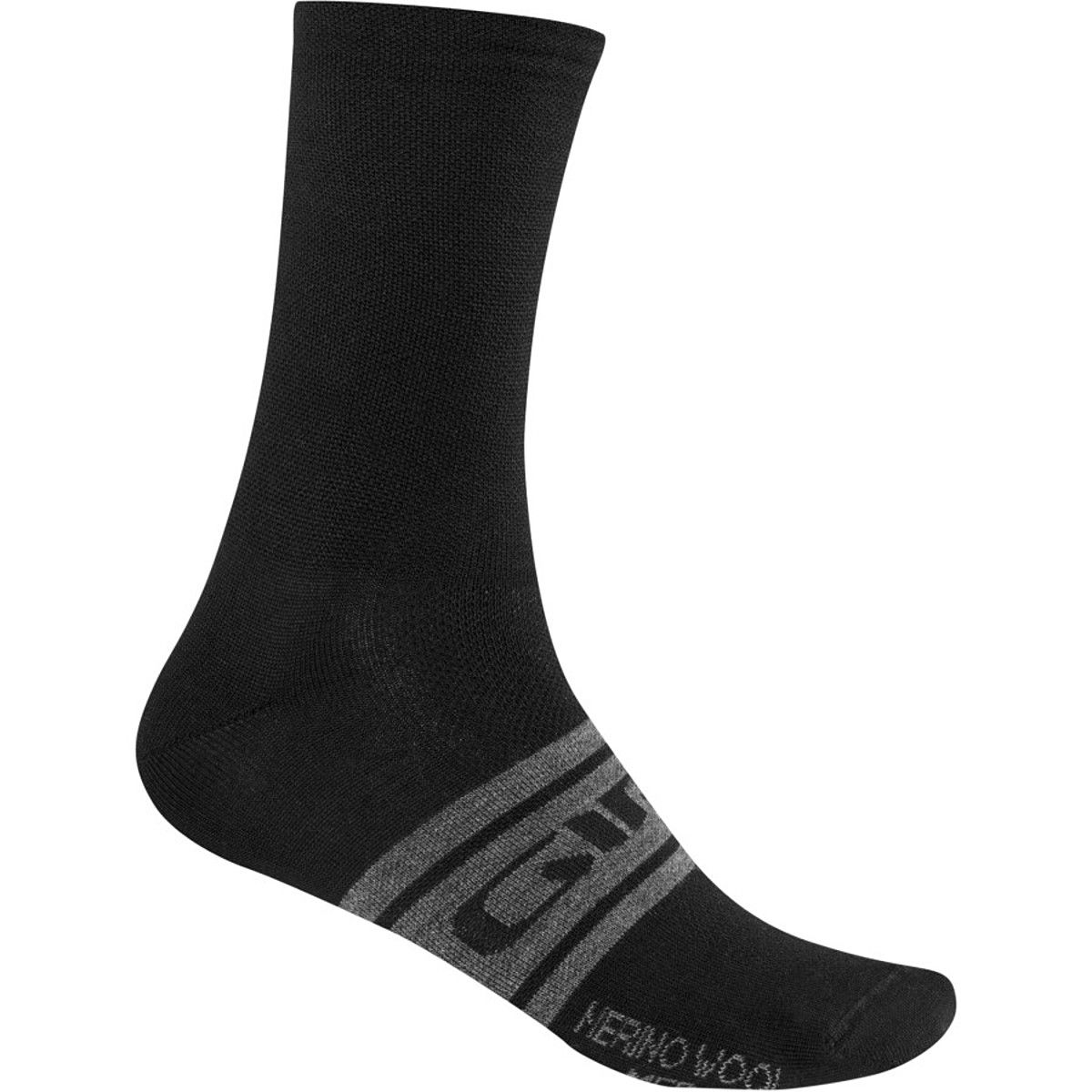 Giro New Road Merino Seasonal Wool Socks Dark Shark/Spectra Yellow, S - Men's