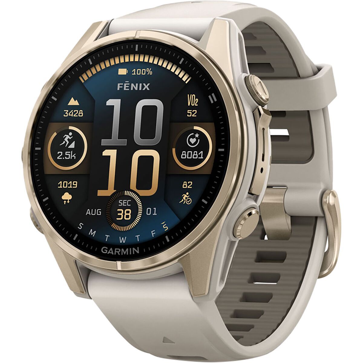 Garmin Garmin fenix 8 AMOLED Sapphire Sport Watch Soft Gold (Fog Gray, 43mm