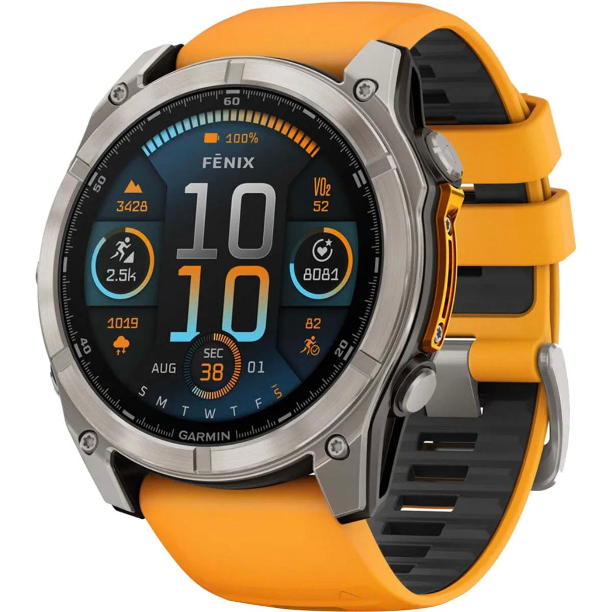 Garmin Garmin fenix 8 AMOLED Sapphire Sport Watch Titanium (Spark Orange, 47mm
