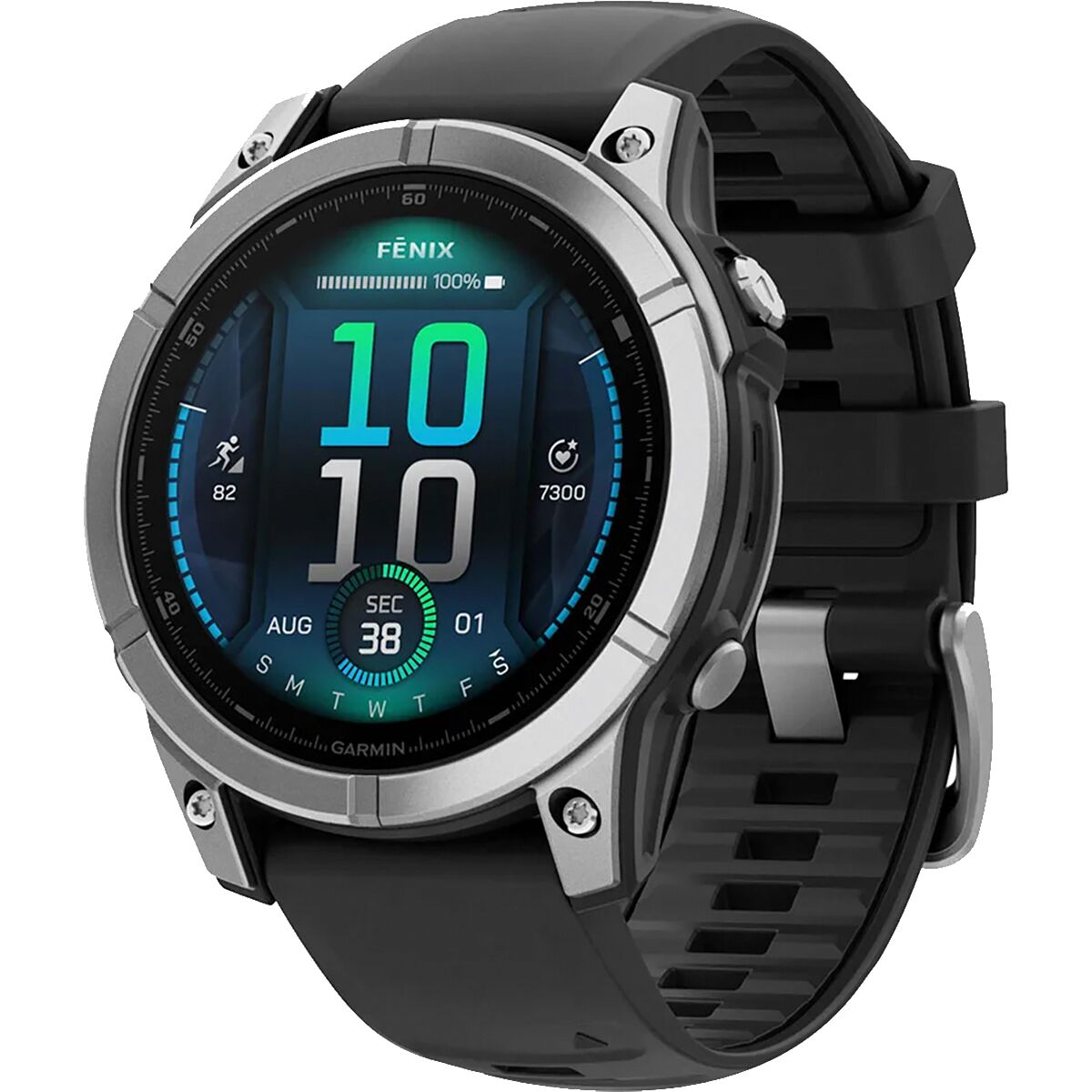 Garmin Garmin fenix E AMOLED Sport Watch Stainless Steel (Black Silicone Band), 47mm
