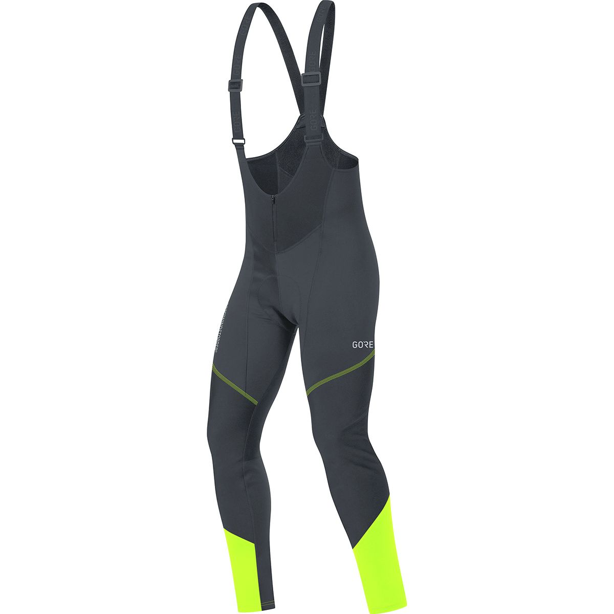 GOREWEAR GOREWEAR C3 GORE Windstopper Bib Tights+ - Men's Black/Neon Yellow, US XS/EU S