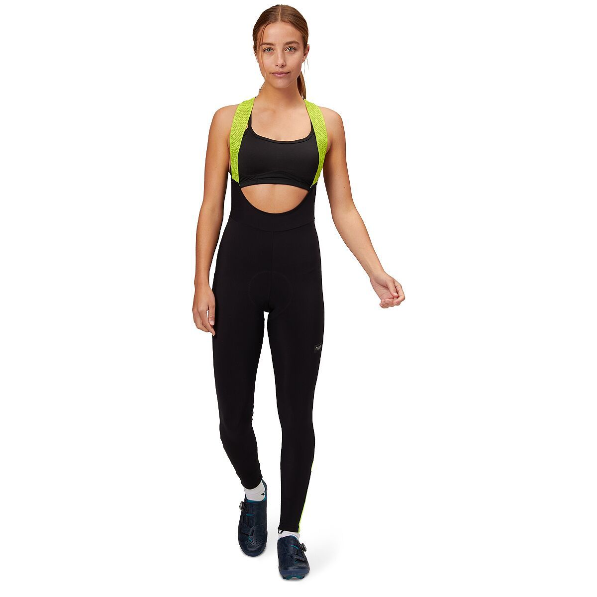 GOREWEAR Progress Thermo Bib Tights+ - Women's Black/Neon Yellow, XS/0-2