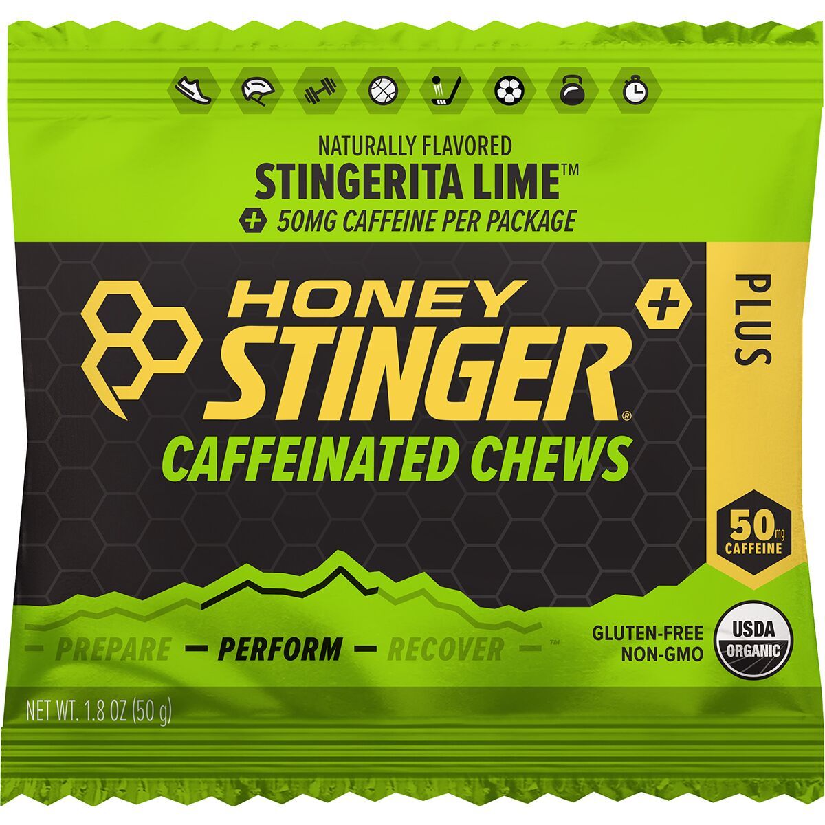 Honey Stinger Honey Stinger Caffeinated Energy Chews - 12-Pack Stingerita Lime, One Size