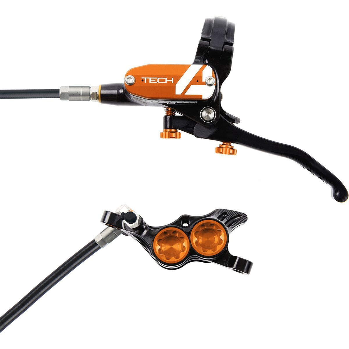 Hope Hope Tech 4 E4 Disc Brake and Lever Set Orange, Rear