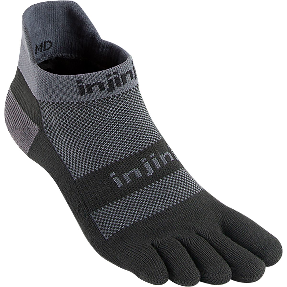 Injinji Injinji Run CoolMax No-Show Midweight Sock - Men's Black Gray, S