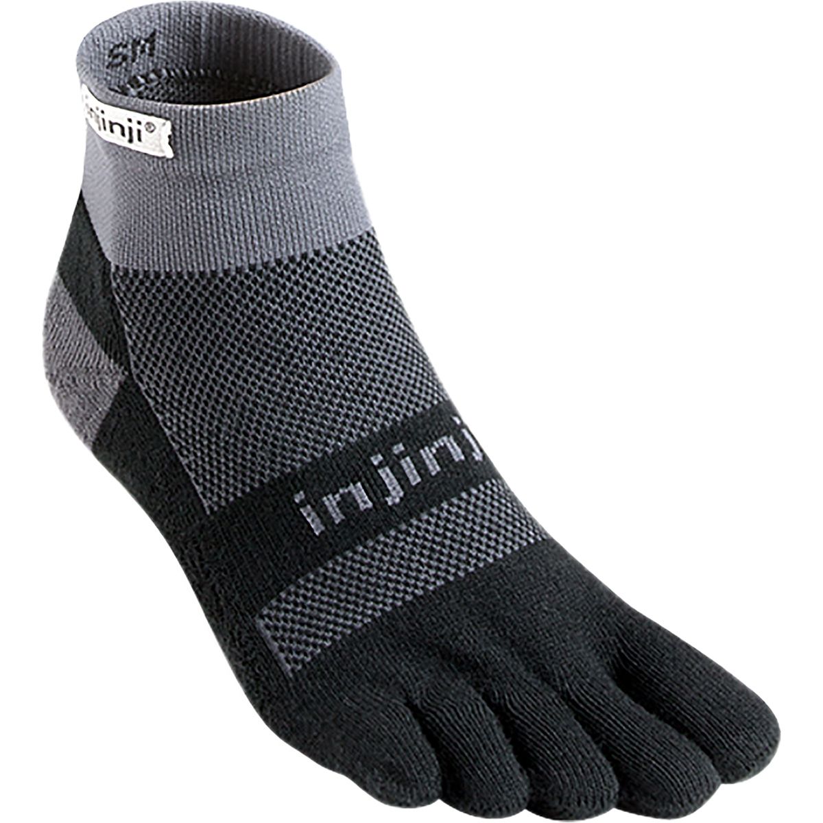 Injinji Injinji Run Midweight Mini-Crew Sock - Men's Black Gray, M