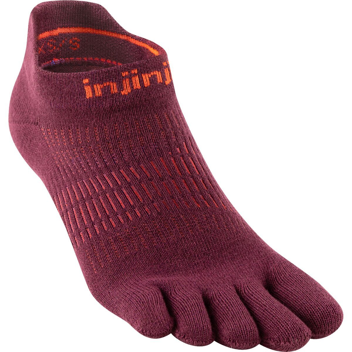 Injinji Lightweight Run No-Show Sock - Women's Mahogany, XS/S