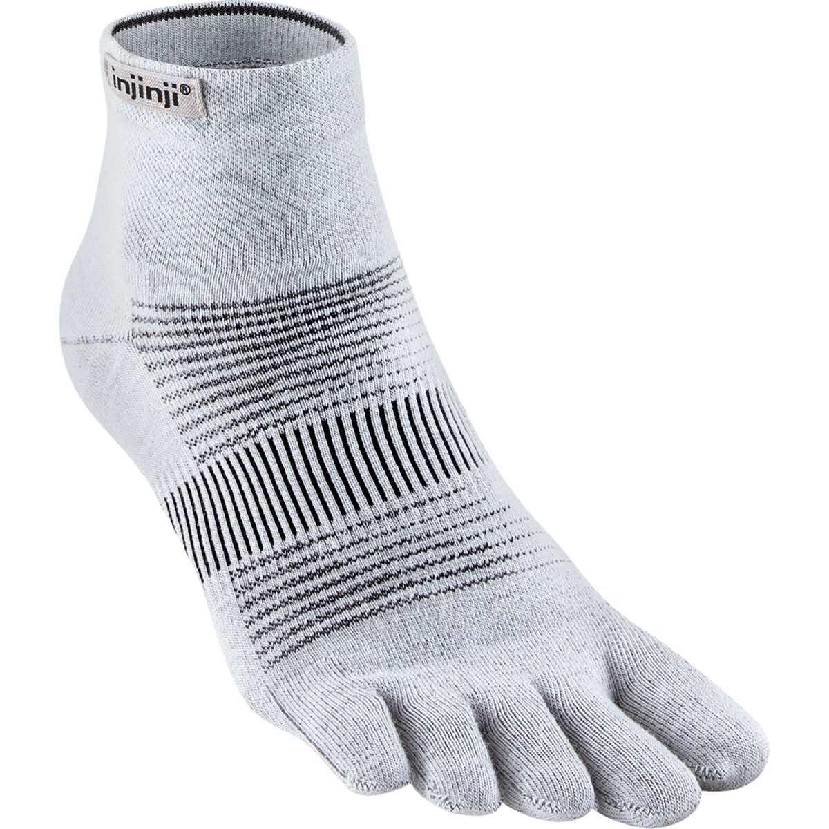Injinji Run Lightweight Mini-Crew Sock Gray, XL