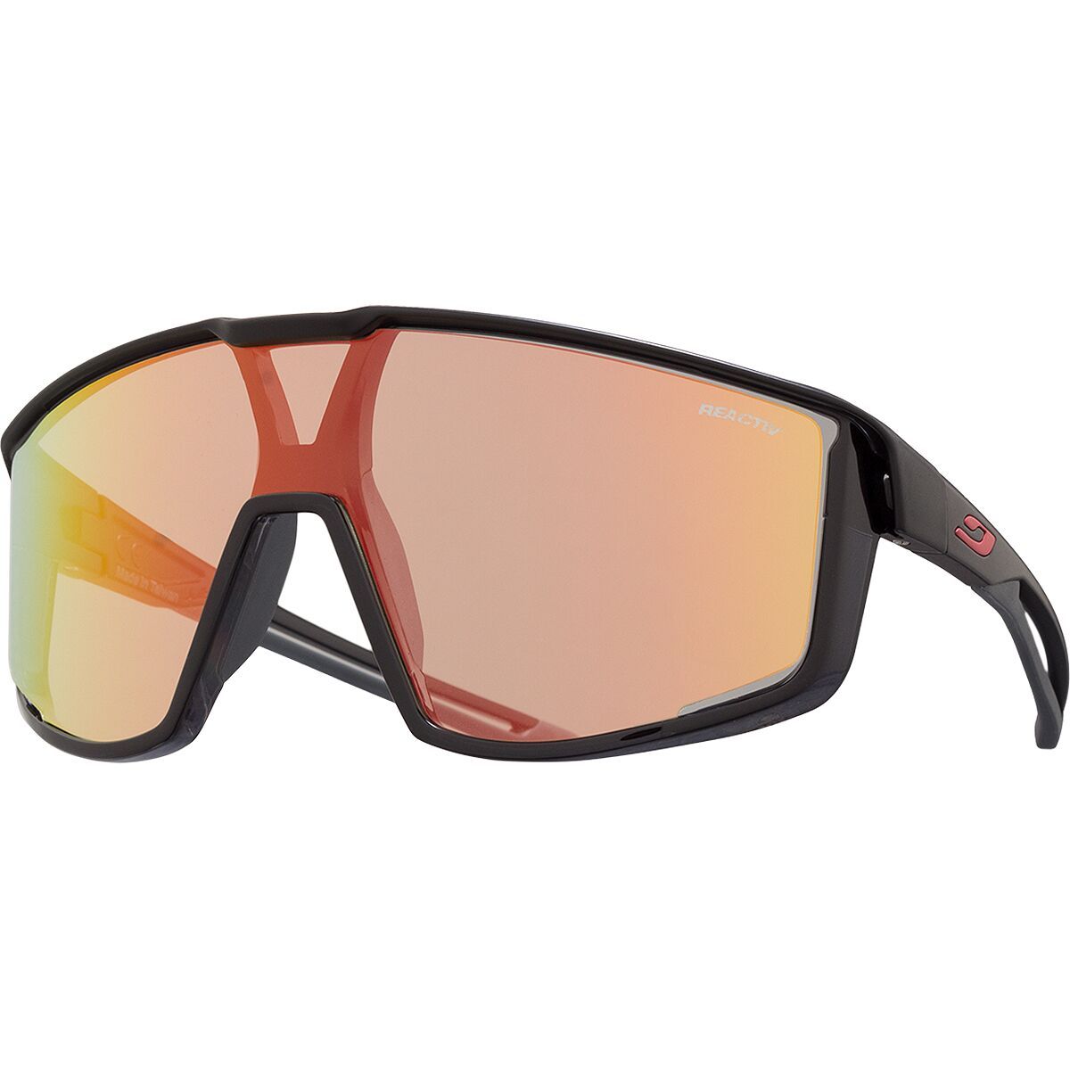 Julbo Fury Sunglasses Black/Red/REACTIV 1-3 LA, One Size - Men's