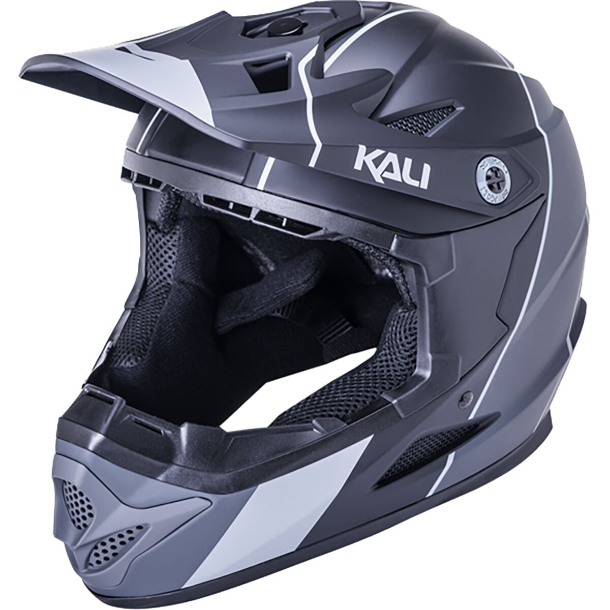 Kali Protectives Zoka Full-Face Helmet- Kids' Stripe Matte Black/Grey, M
