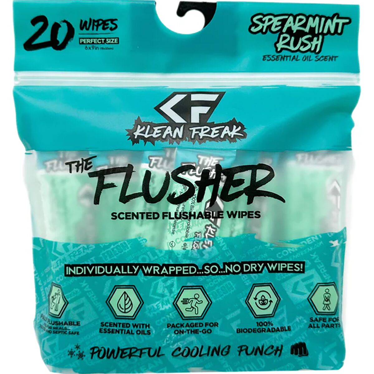 Klean Freak Klean Freak The Flusher - 20-Pack Spearmint Rush, 20-Pack, One Size