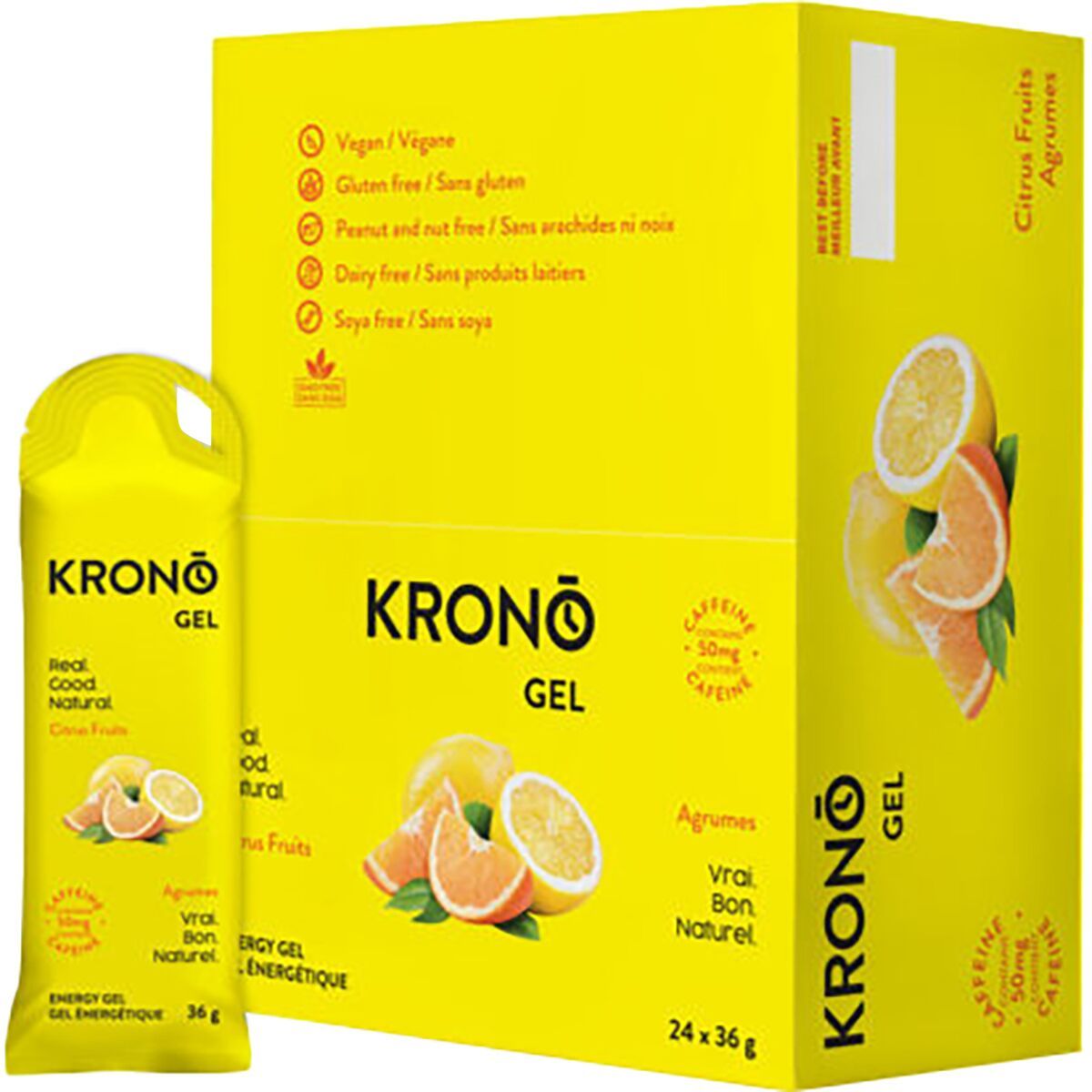 Krono Nutrition Energy Gels - Box of 24 Citrus (with Caffeine), One Size