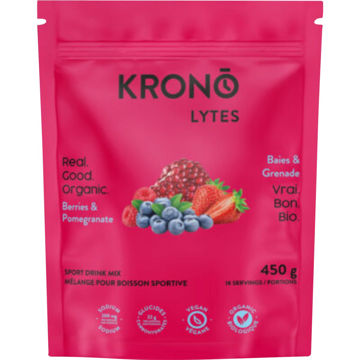 Krono Nutrition Lytes Sport Drink Mix - 450g Bag Berries + Pomegranate, One Size
