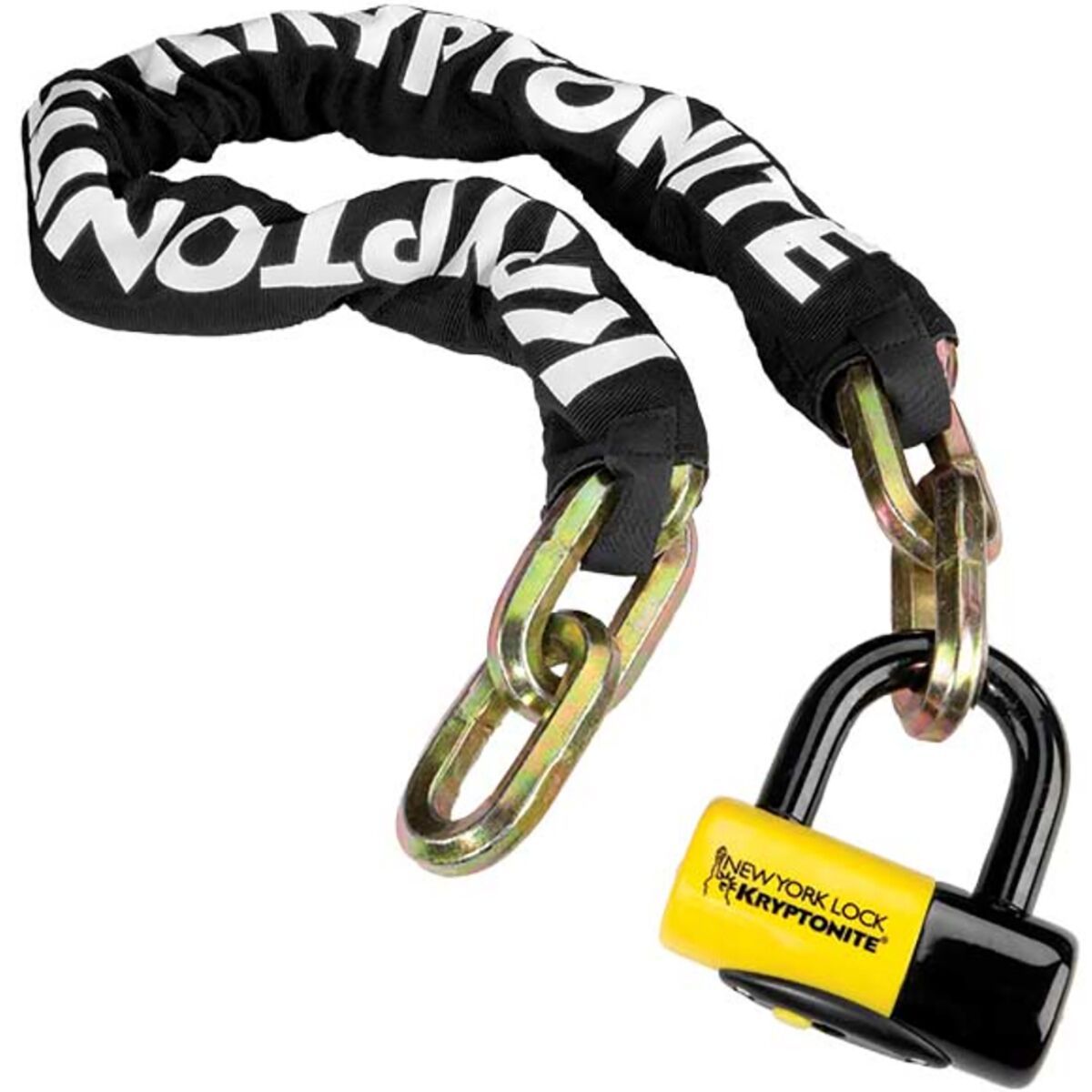 Kryptonite Kryptonite New York Fahgettaboudit Chain 1410 + NY Disc Lock Black/Yellow, 15mm x 100cm