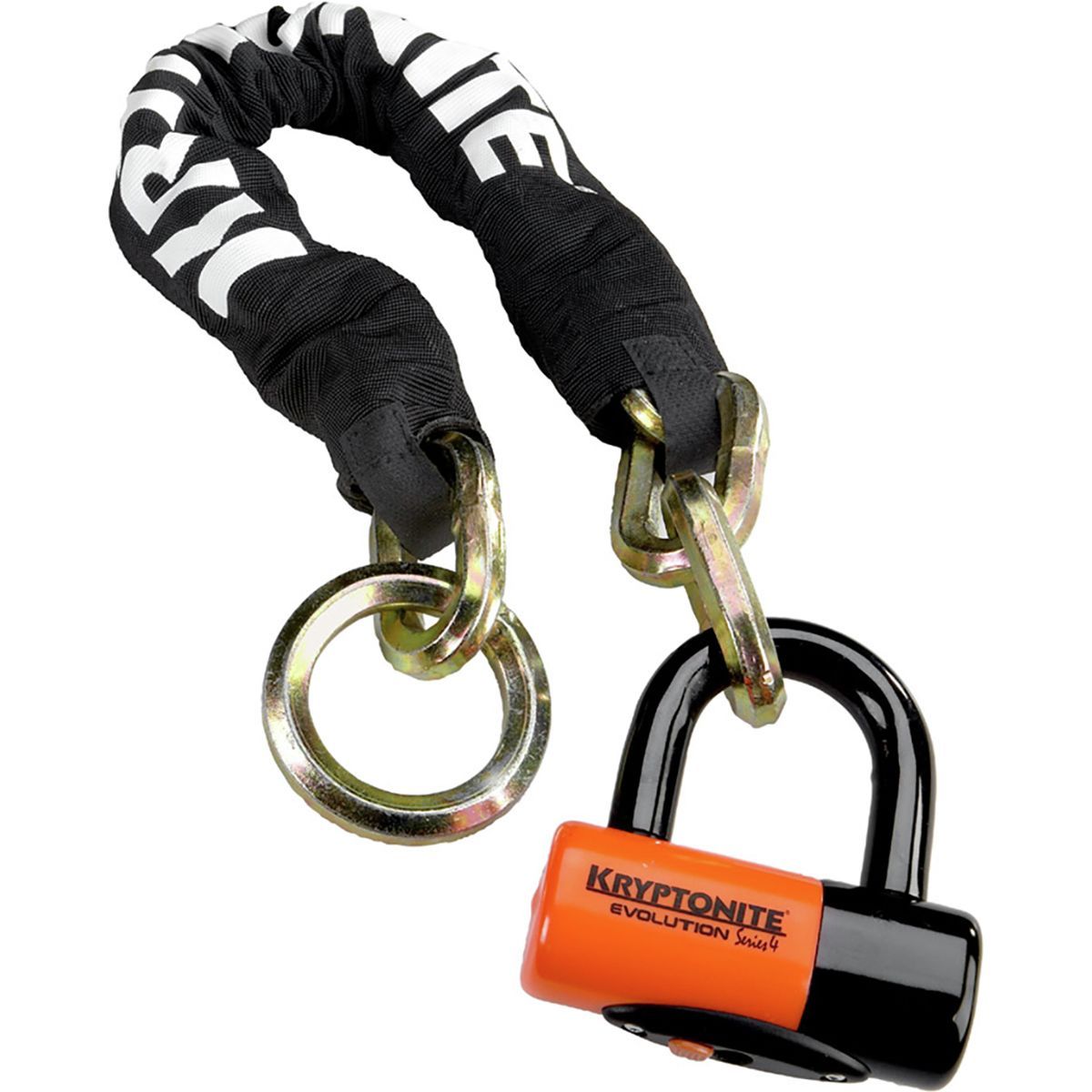 Kryptonite New York Cinch Ring Chain 1275 and Evolution Disc Lock Black/Orange, 14mm x 76cm