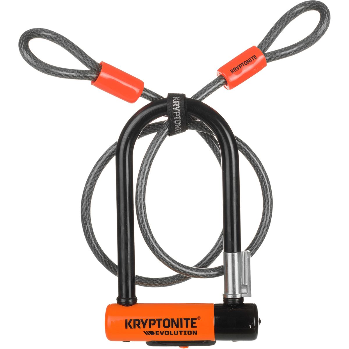 Kryptonite Kryptonite Evolution Mini-7 U-Lock Double Deadbolt + 120cm Cable Black/Orange, 13mm x 83mm x 178mm