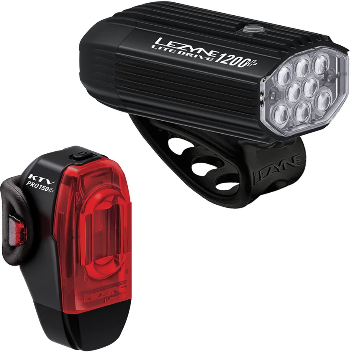 Lezyne Lite Drive 1200 Plus + KTV Drive Pro Plus Light Pair Satin Black/Black, One Size