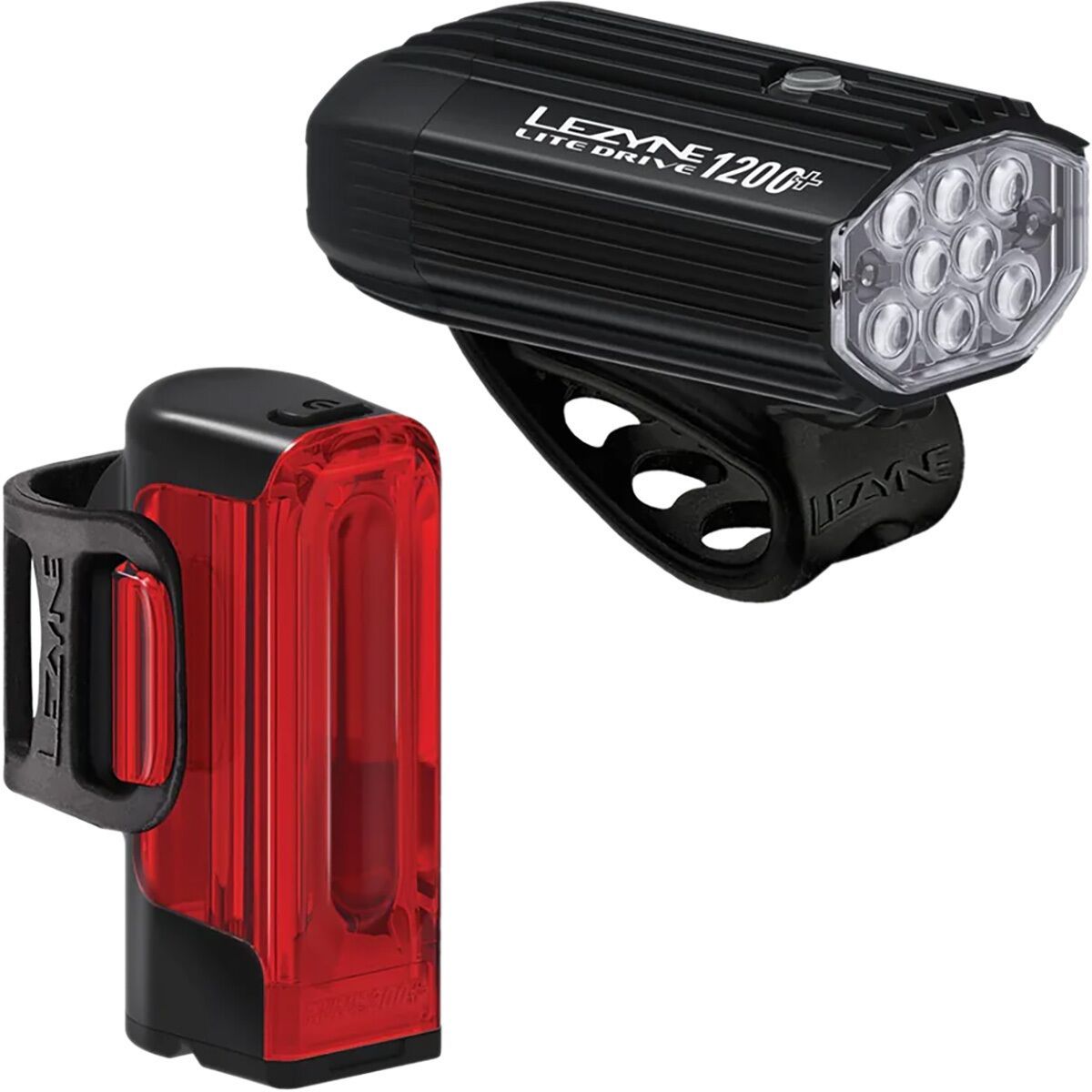 Lezyne Lite Drive 1200 Plus + Strip Drive Pro 400 Plus Light Pair Satin Black/Black, One Size