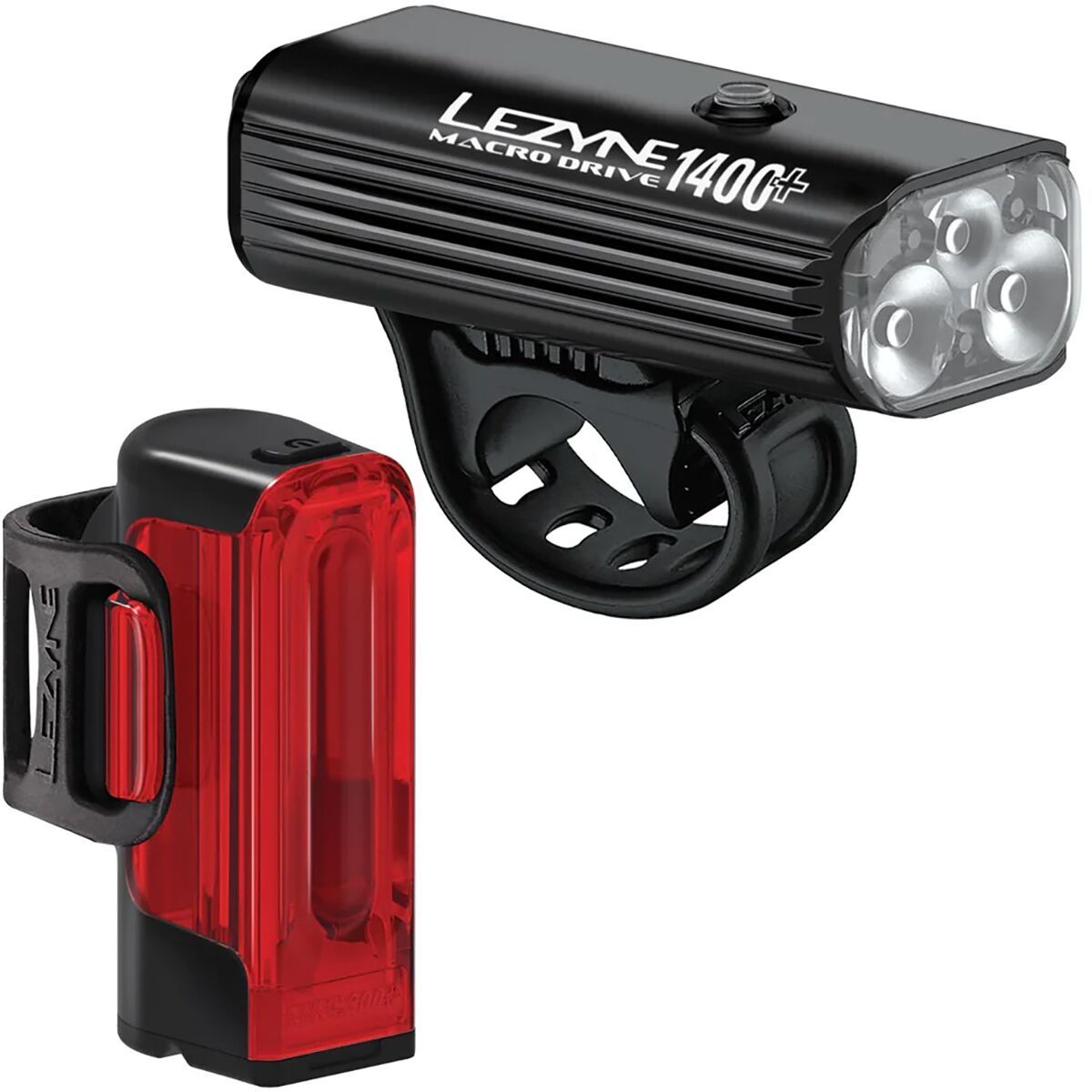 Lezyne Macro Drive 1400+ Headlight + Strip Drive Pro 400+ Taillight Satin Black/Black, One Size