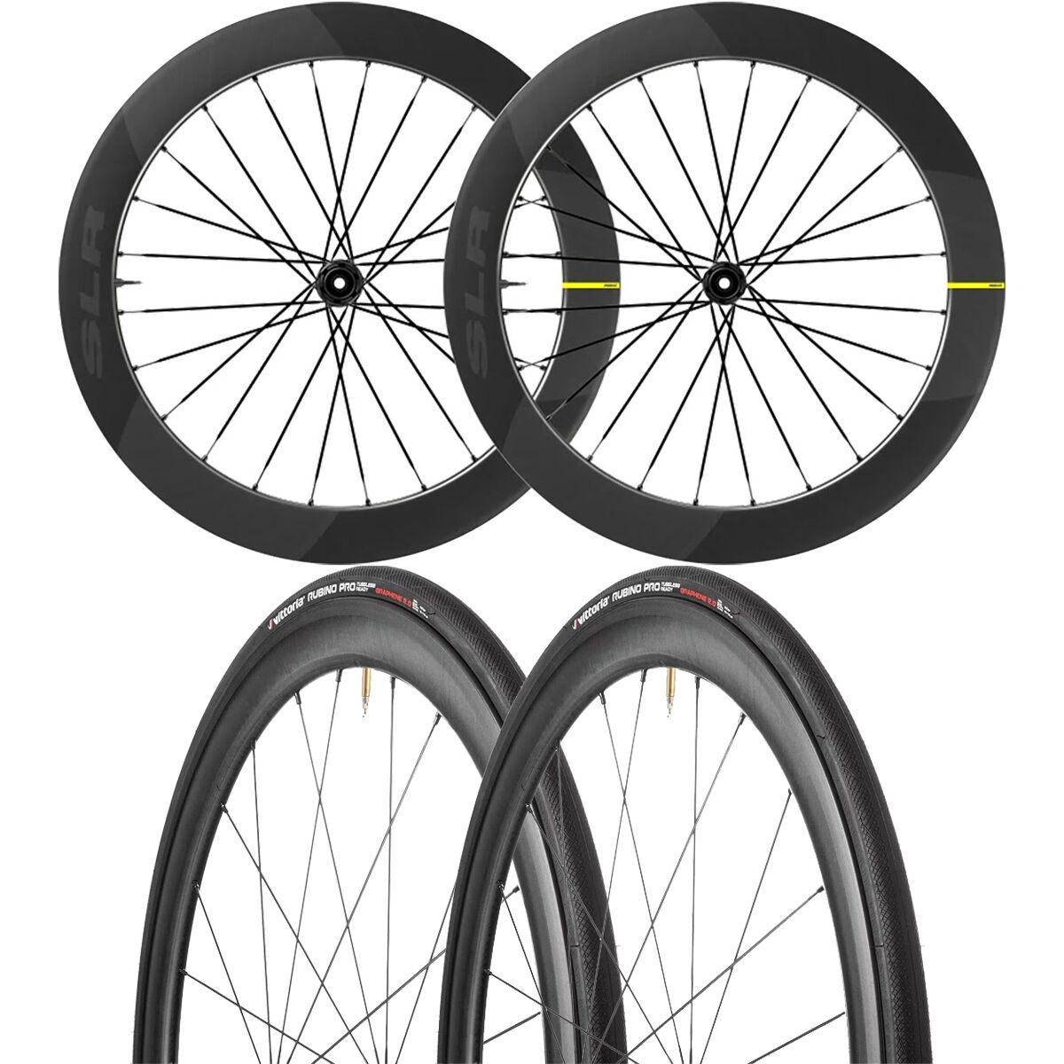 Mavic Mavic Cosmic SLR 65 Carbon Wheelset/Vittoria Tire Set Black, Rubino Pro, 700x28