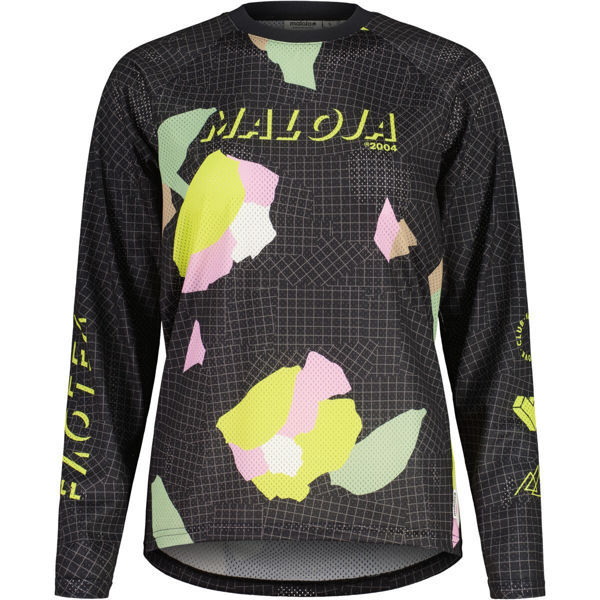 Maloja FurculaM Long-Sleeve Mountain Bike Jersey - Women's Deep Black Grid Fieldflower, L