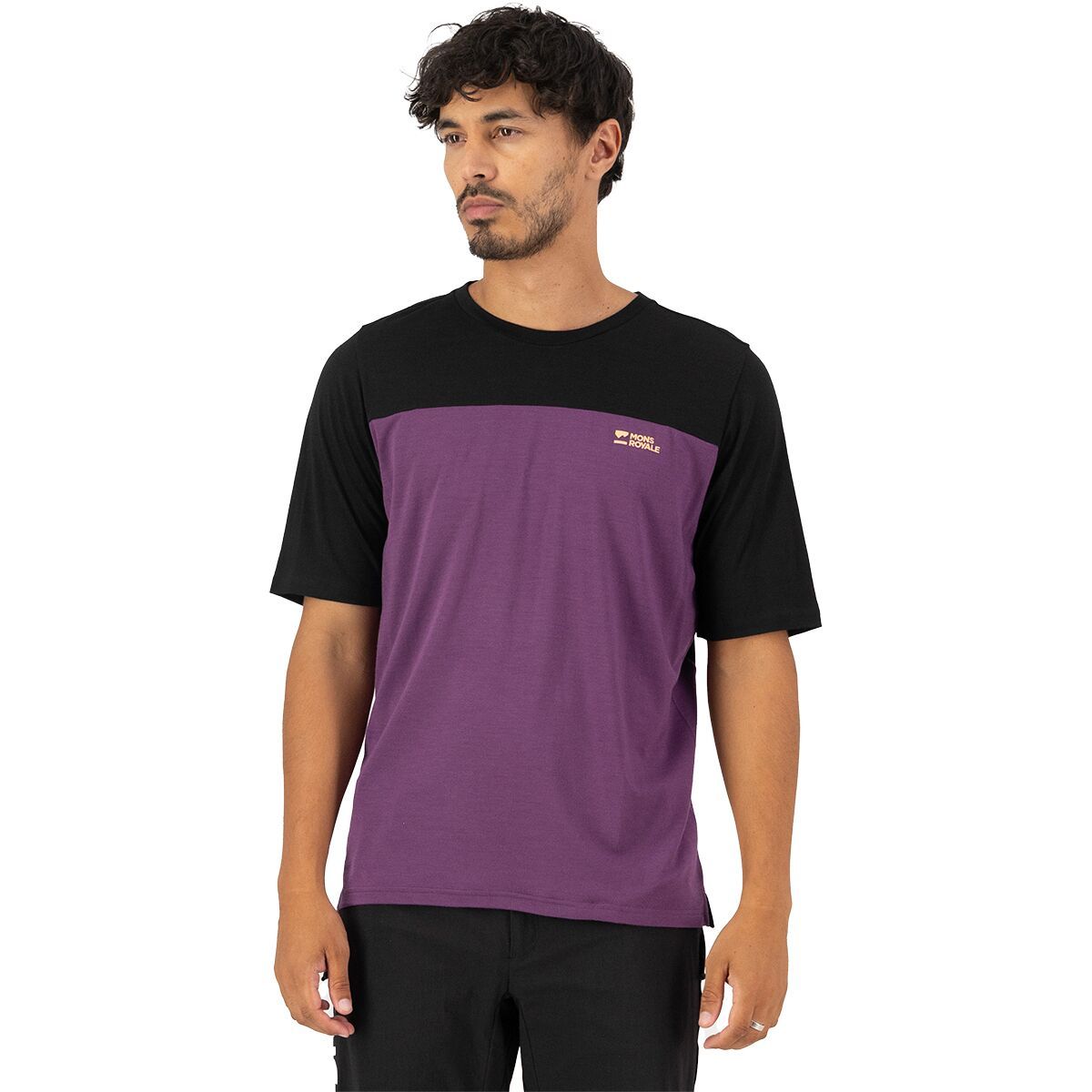 Mons Royale Diversion Merino Short-Sleeve Bike Jersey - Men's Boysenberry/Black, XXL
