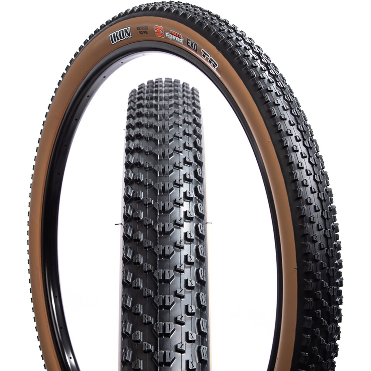 Maxxis Ikon Dual Compound EXO/TR Tire - 26in Black/Dark Tan, 26x2.2
