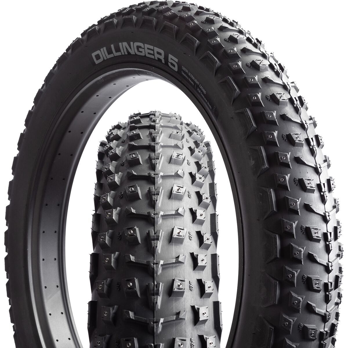 45Nrth 45NRTH Dillinger 5 Studded Fatbike Tubeless Tire - 26in Black, 120tpi, 258 Concave Carbide Studs, 26x4.6
