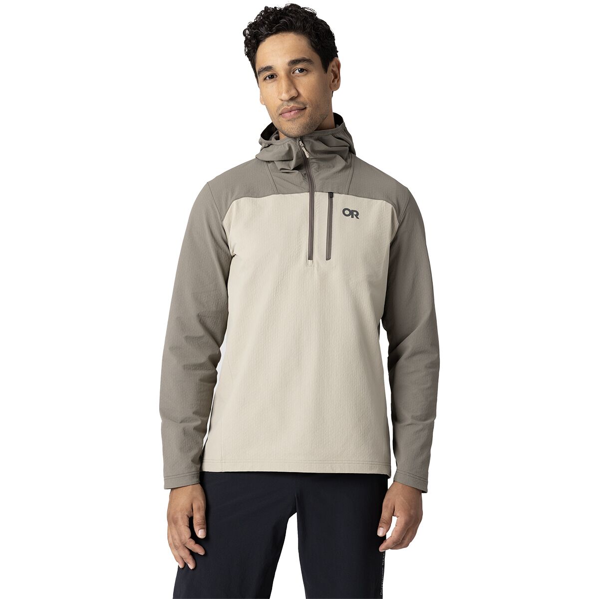 Outdoor Research Freewheel 1/2-Zip Hoodie - Men's Pro Khaki/Gravel, XL