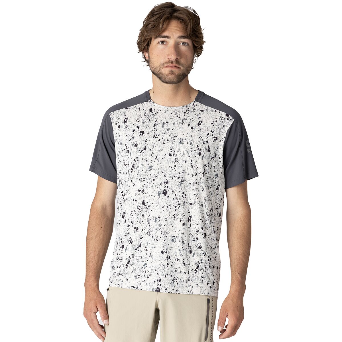 Outdoor Research Outdoor Research Freewheel Short-Sleeve Jersey - Men's Storm/Oyster Creekside Print, M